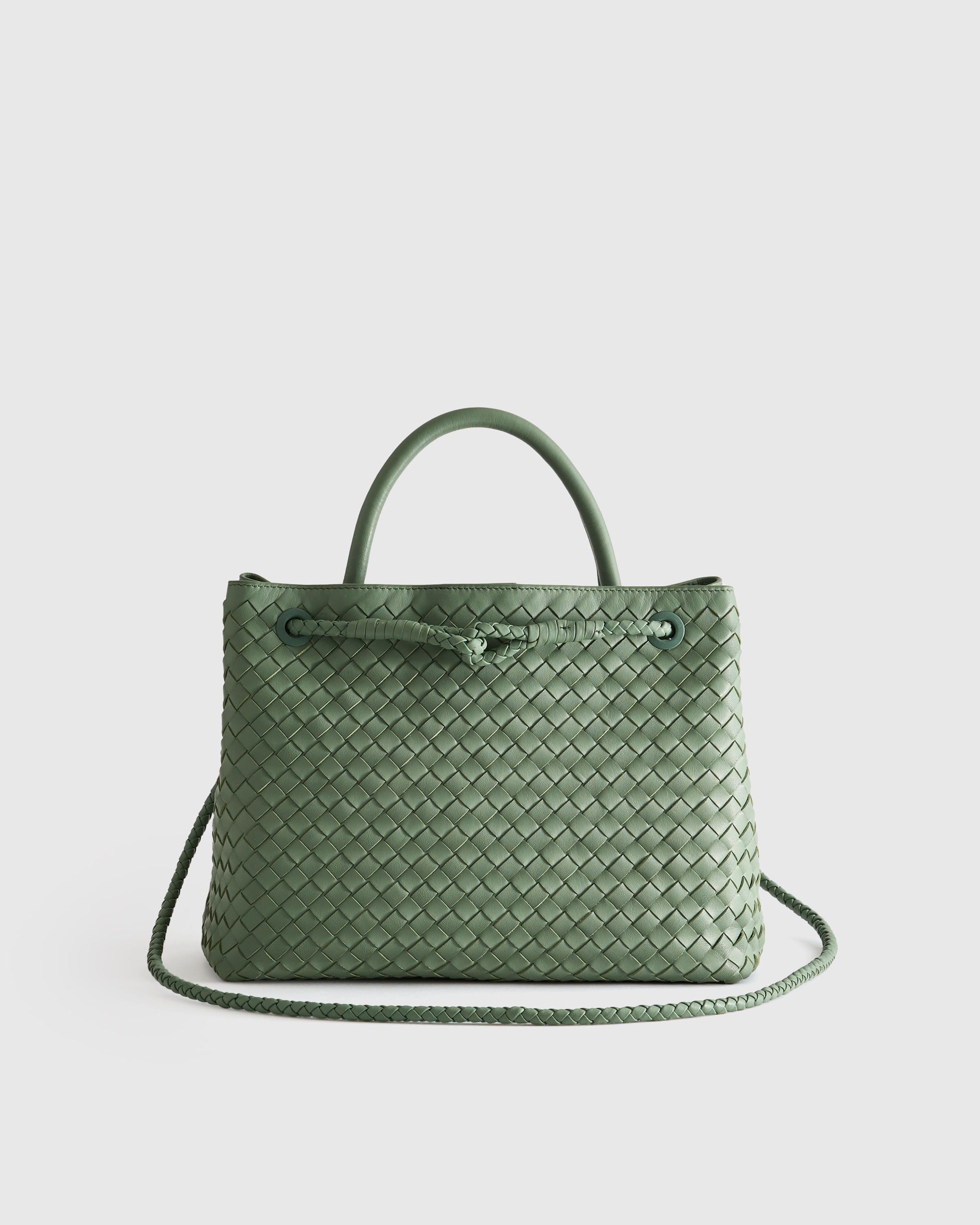 Quince | Women's Italian Leather Handwoven Satchel in Sage | Quince