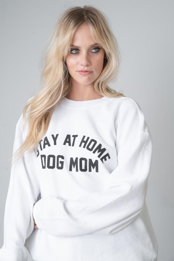STAY AT HOME DOG MOM CORDED OVERSIZED SWEATSHIRT | LULUSIMONSTUDIO