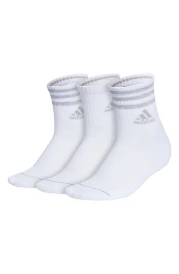 adidas 3-Pack AEROREADY Cushioned High Quarter Socks in White at Nordstrom Rack, Size Medium | Nordstrom Rack