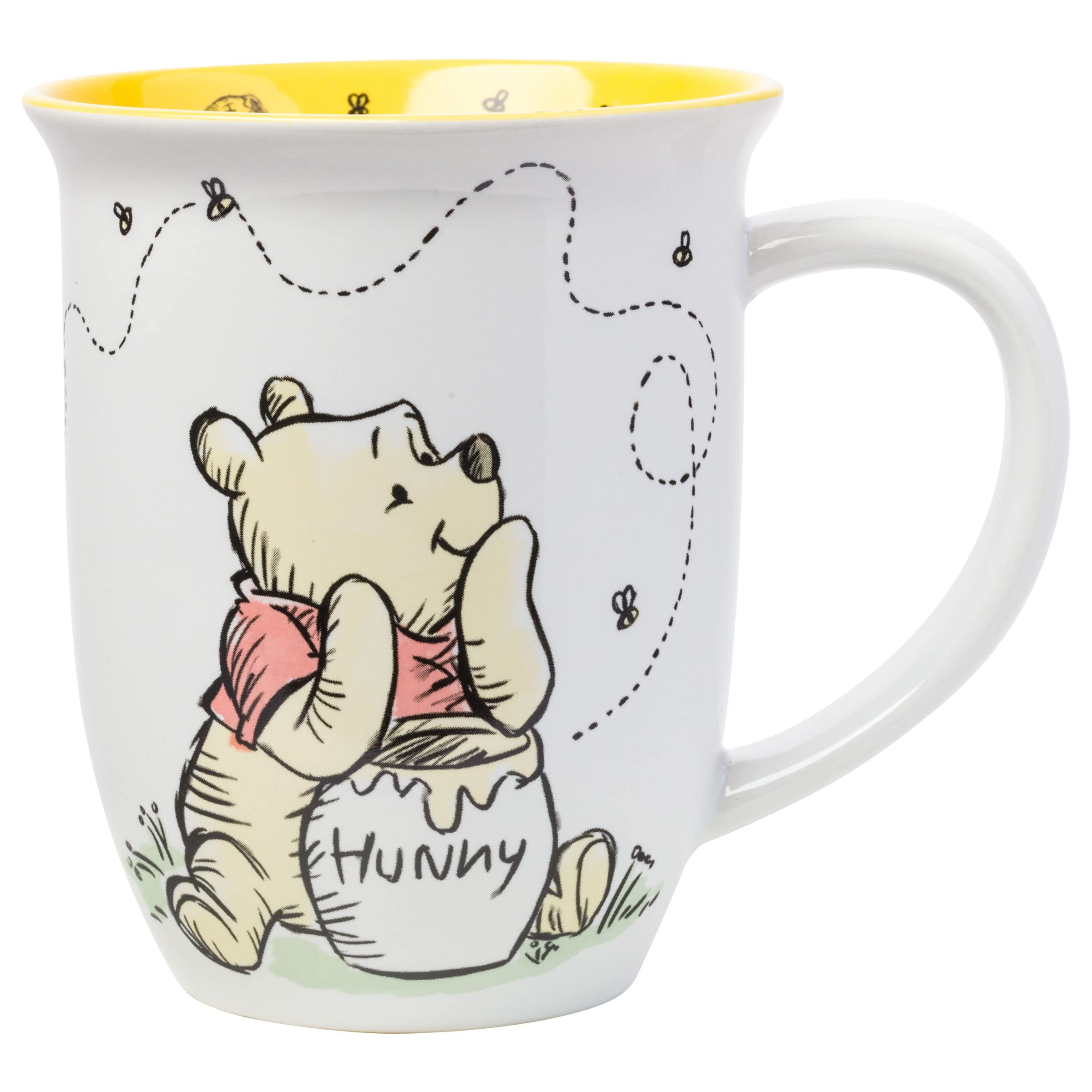 Silver Buffalo Disney Winnie the Pooh But First Hunny Wide Rim Bees Flying Ceramic Mug, 16 Ounces | Amazon (US)
