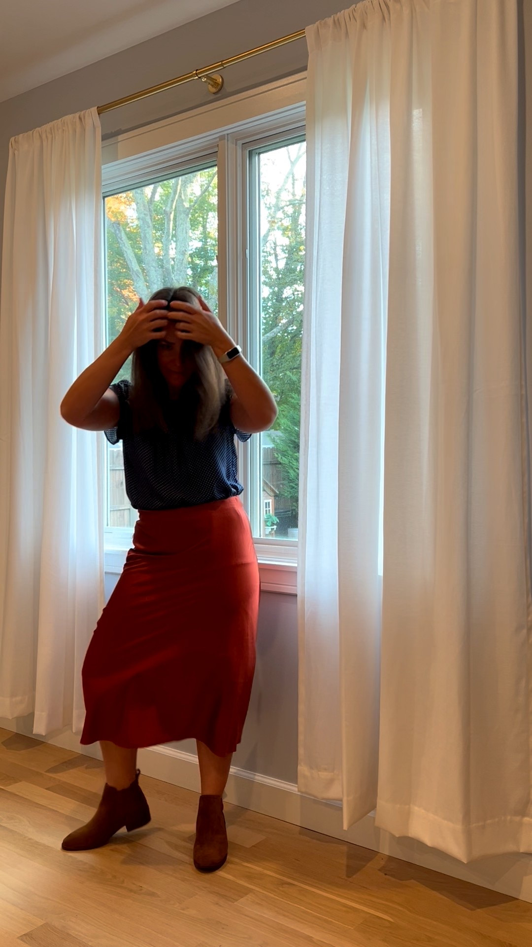 This color skirt is the season of fall in a piece of clothing!! 

Paired with a navy and white polka dot top and brown boots- it was cute, comfortable and seasonally perfect 😍 

I am wearing a size small in the color brown for the skirt. 

#LTKPetite #LTKFindsUnder50 #LTKSeasonal