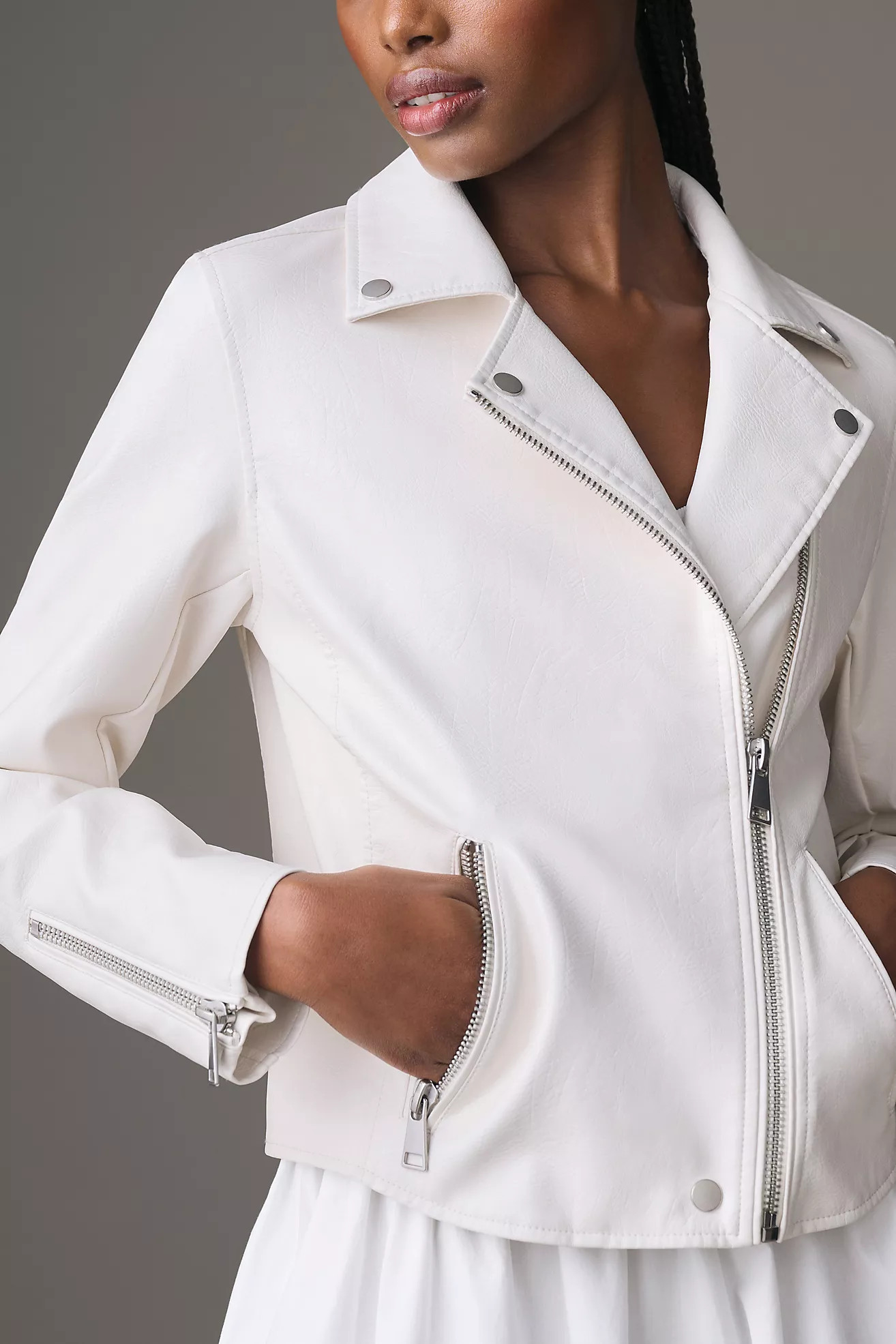 The Saige Faux-Leather Moto Jacket | Anthropologie (US)