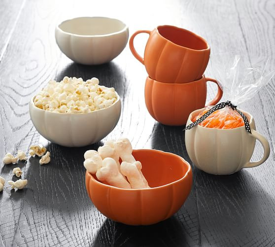 Pumpkin Shaped Stoneware Mugs | Pottery Barn (US)