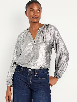 Long-Sleeve Shiny Top for Women | Old Navy (US)