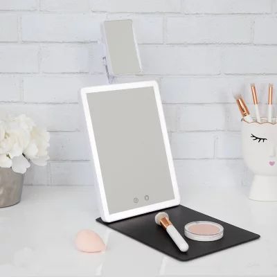 GloTech Portable Beauty Station LED Mirror with Makeup Mat Cover | Sam's Club