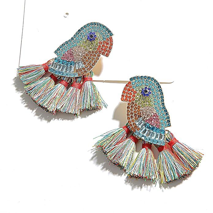 Animal Tassel Earrings for Women - Parrot-Themed Creative Tassel Earrings-Exquisite Handmade Earr... | Amazon (US)