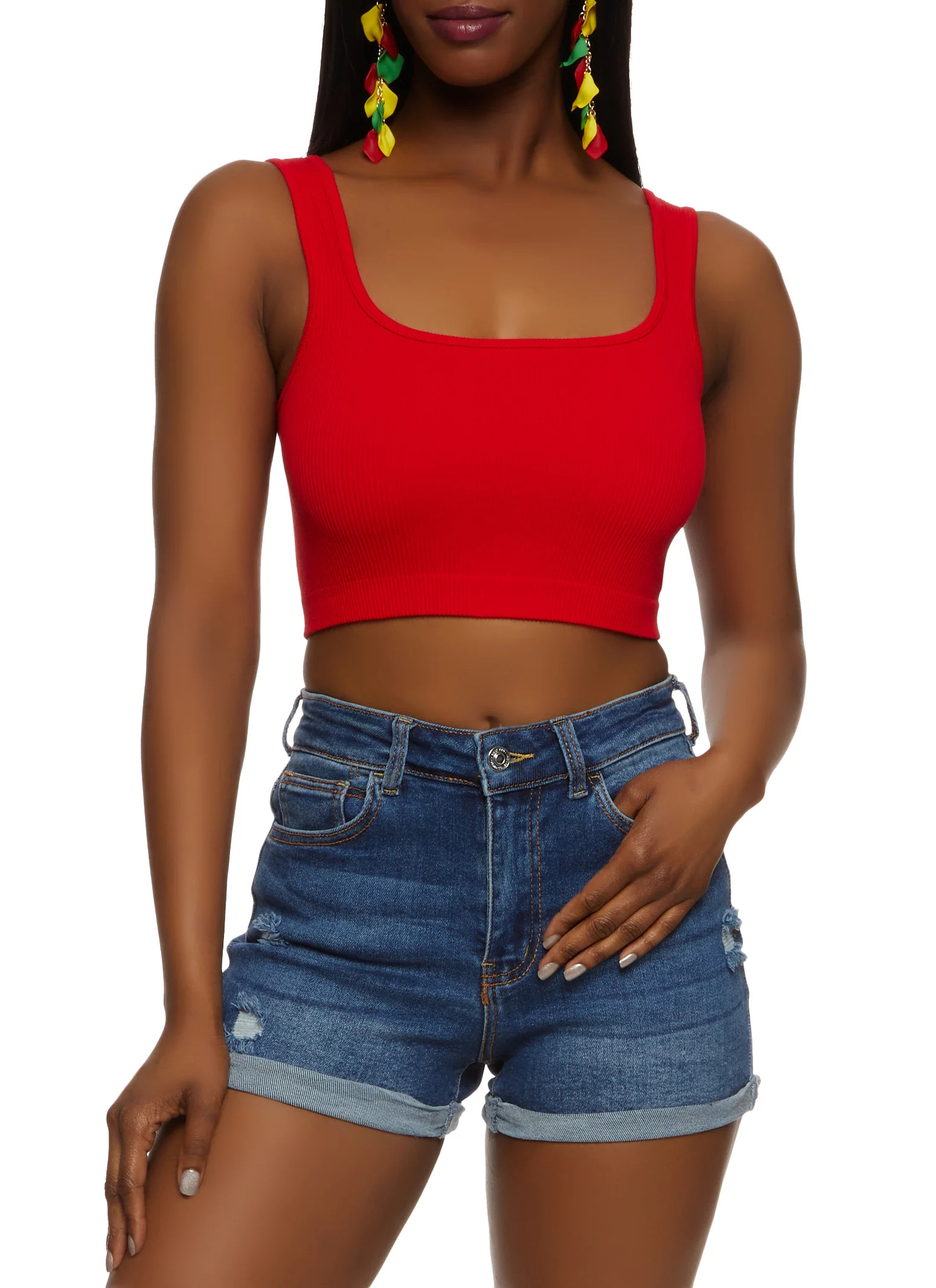 Seamless Rib Knit Crop Top | Rainbow Shops