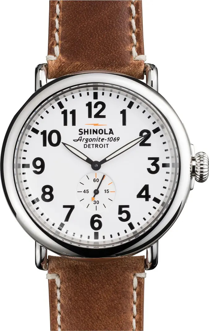 The Runwell Leather Strap Watch, 47mm | Nordstrom