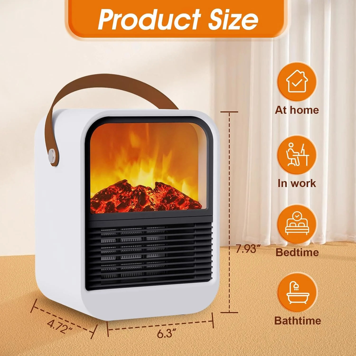 Portable Mini Electric Fireplace Heater,Small Room Space Heaters for Indoor Use with 3D Flames,PT... | Walmart (US)