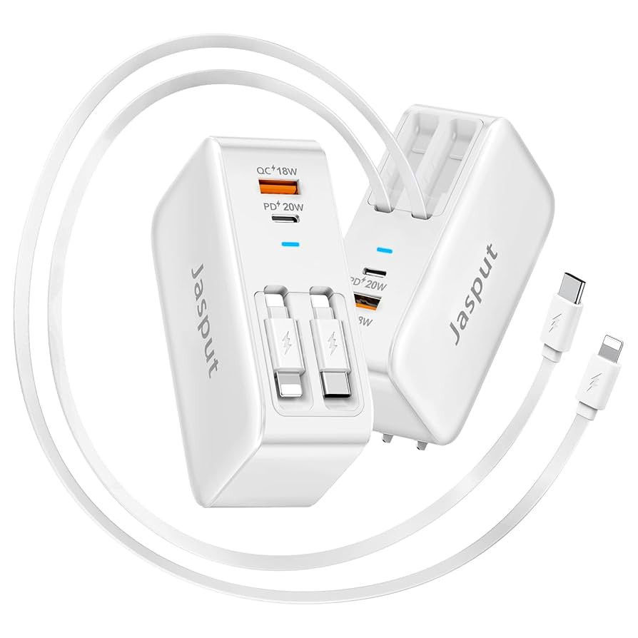 4 in 1 Retractable Wall Charger with Dual Cables,40W Retractable Phone Charger Wall Plug with Dua... | Amazon (US)