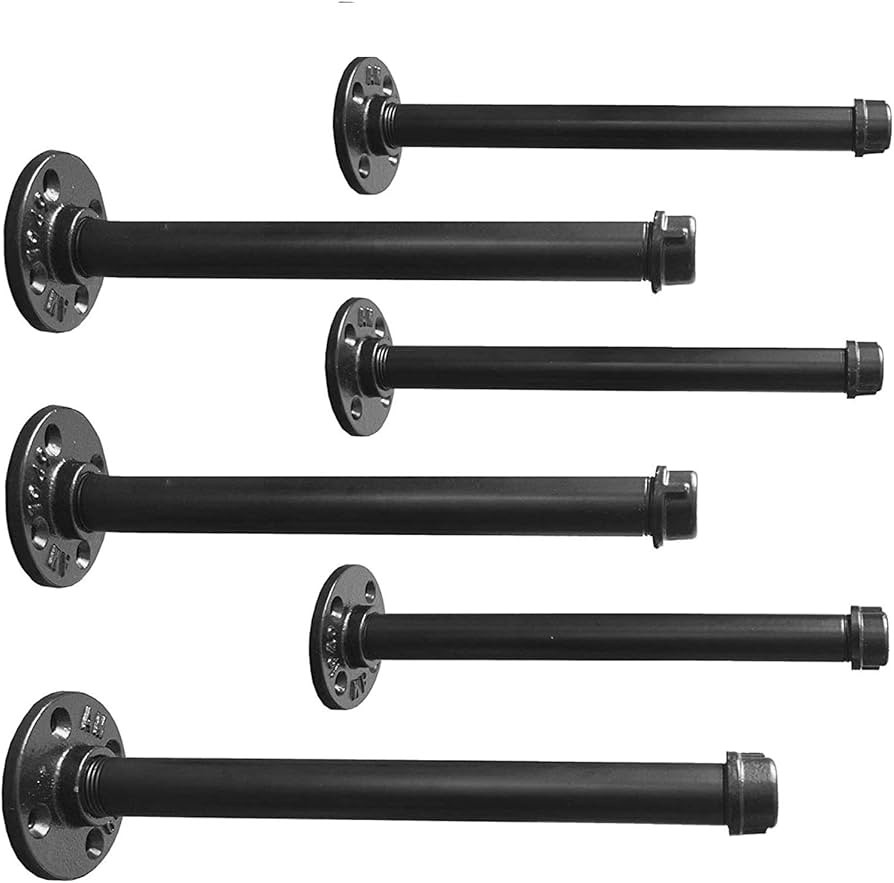 Industrial Black Iron Pipe Shelf Brackets –12 Inch Set of 6, Heavy Duty Rustic Floating Shelf B... | Amazon (US)