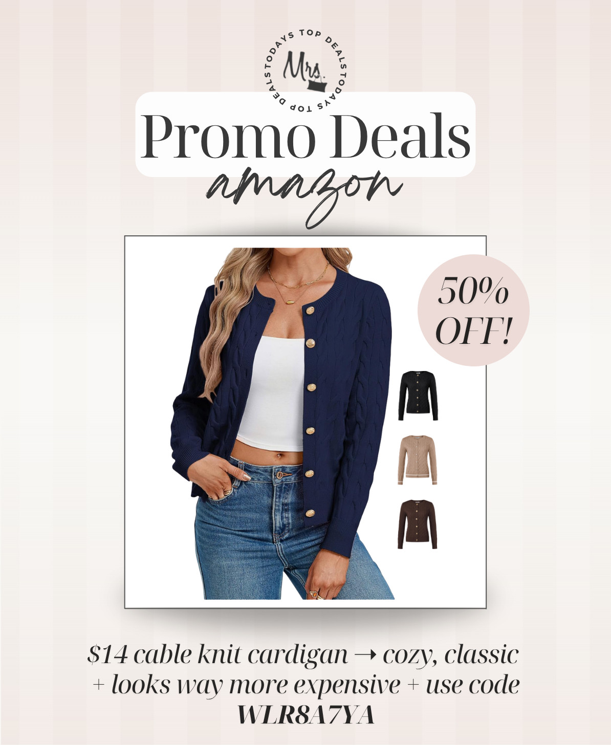 $14 cable knit cardigan ➝ cozy, classic 
+ looks way more expensive + use code WLR8A7YA 

 #LTKootd #LTKSeasonal #LTKSaleAlert
