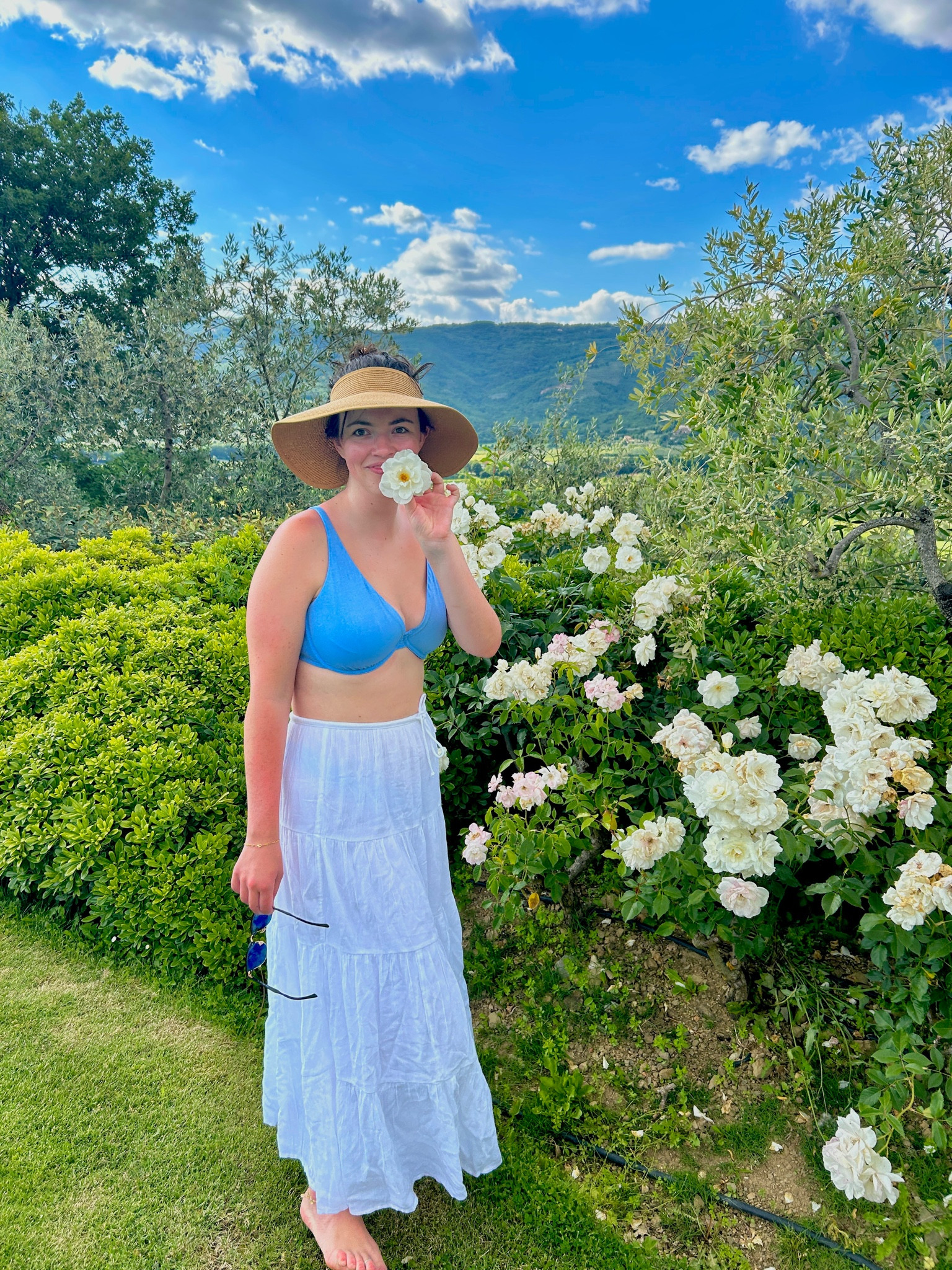Poolside ready in Tuscany 🥰🍷 The Abercrombie curve love bikini top paired with the tourist grandma hat 🤌🏻 Image is edited and the color of the bikini is much closer to the product image! 🩵

#LTKSummerSales #LTKSwim #LTKSeasonal