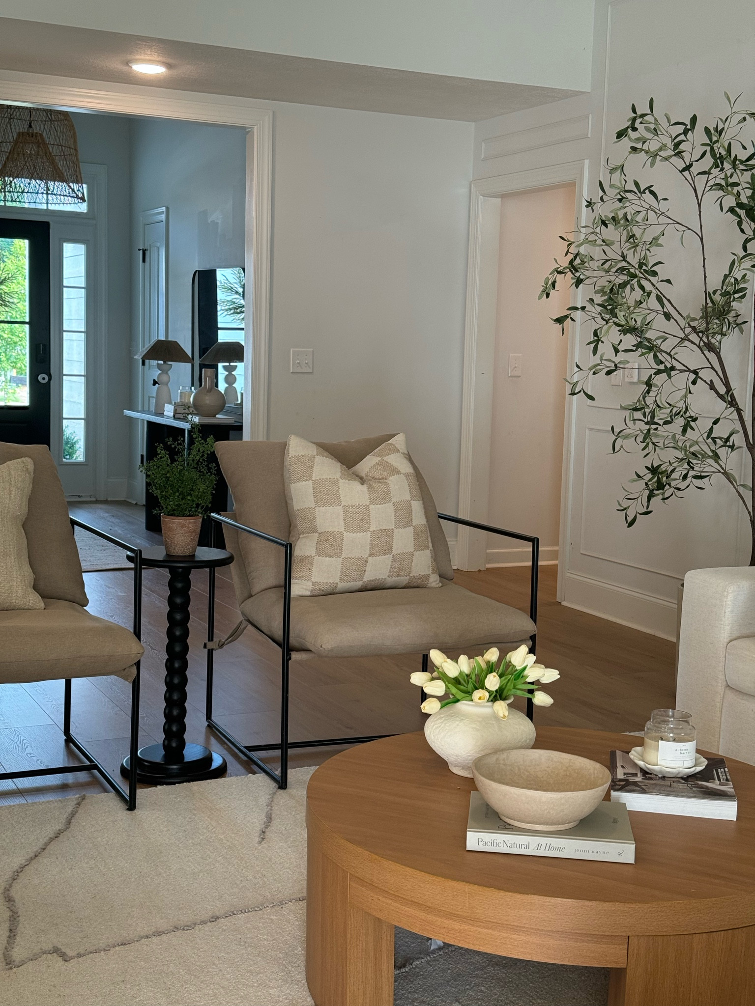 Organic modern living room inspiration

Accent chairs, affordable accent chairs, sling chairs, coffee table styling, checkered pillow, entryway, open floor plan ideas

#LTKHome