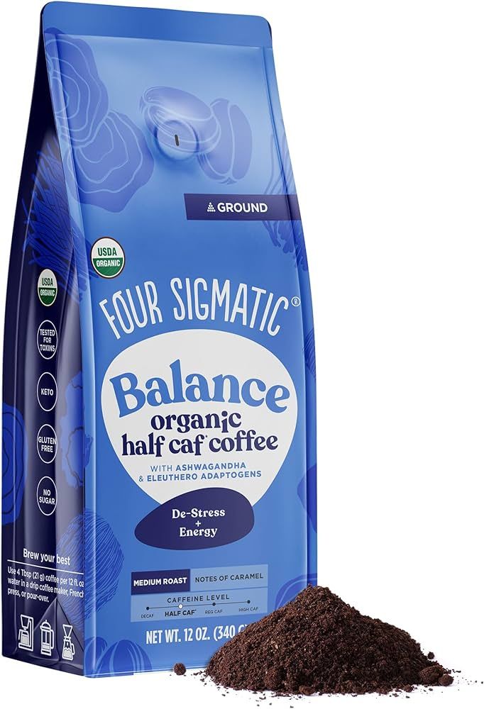 Four Sigmatic Organic Balance Adaptogen Ground Coffee | Medium Roast USDA Organic, Fair Trade Cof... | Amazon (US)