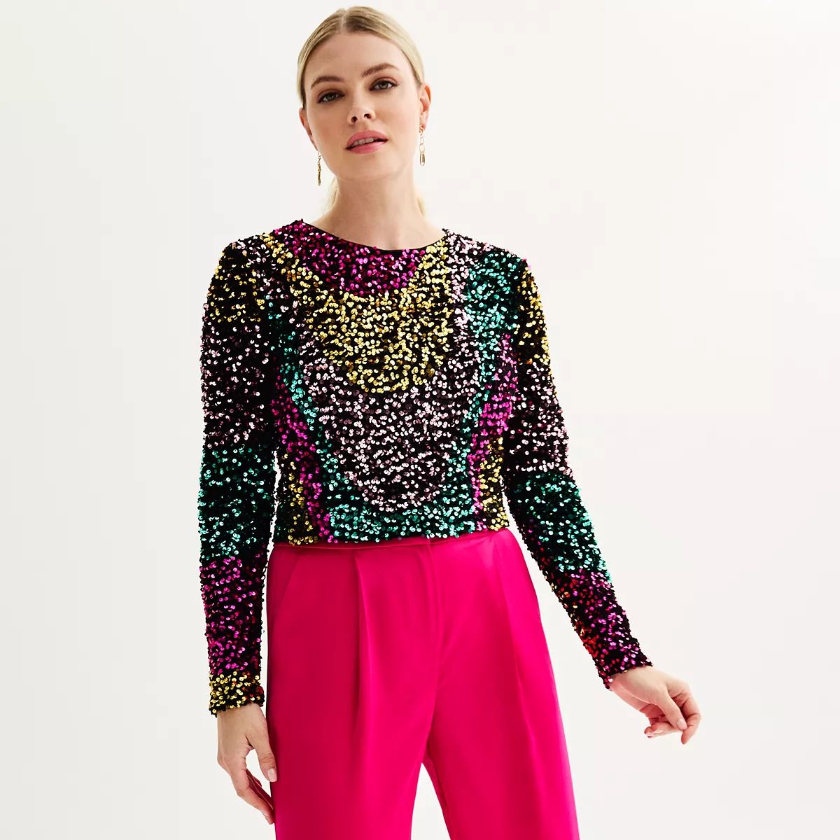 Women's INTEMPO™ Sequins Long-Sleeve Top | Kohl's