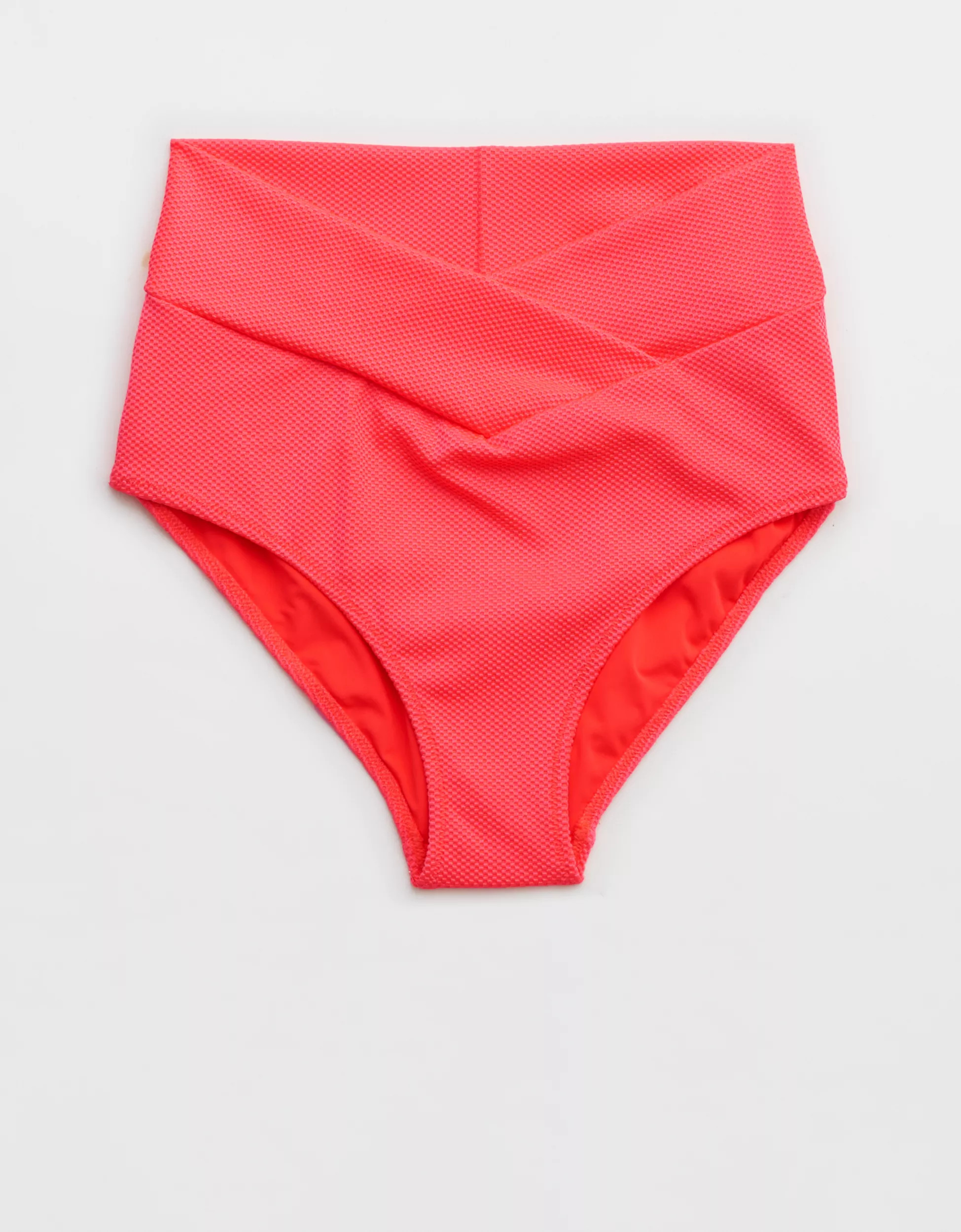 Aerie Shine Pique Crossover High Waisted Bikini Bottom | Aerie