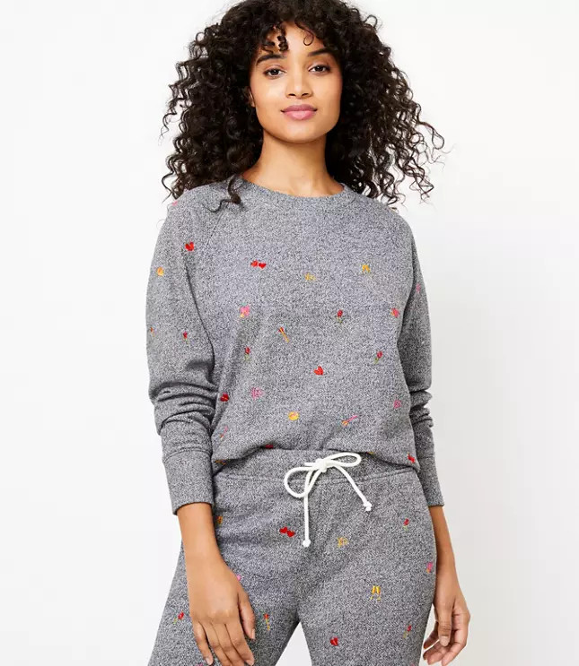 Lou & Grey Heart Emoji Fleeceback Sweatshirt | LOFT | LOFT