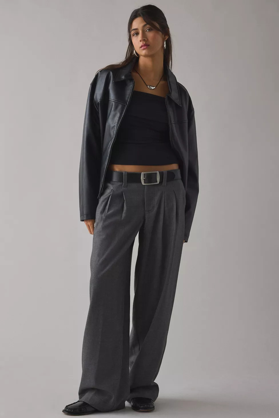 UO Cozy Twill Pleated Wide Leg Trouser | Urban Outfitters (US and RoW)