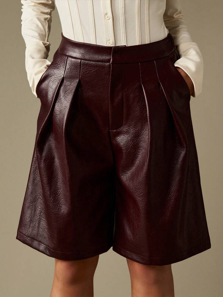 MissGuided Faux Leather Jorts | SHEIN