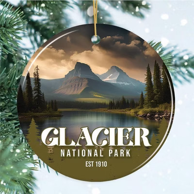 Glacier National Park Retro Ornament, Montana Souvenir and Travel Gift  3 | Target