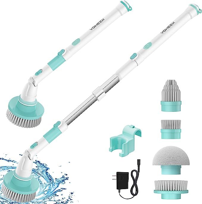 Electric Spin Scrubber, Voweek Cordless Shower Cleaning Brush with Adjustable Long Handle, 4 Repl... | Amazon (US)