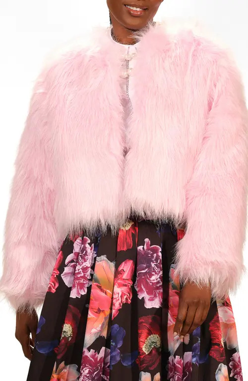 Isaac Mizrahi New York Crop Faux Fur Coat in Orchid Pink at Nordstrom, Size Medium | Nordstrom