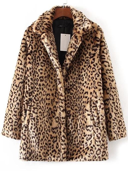 Leopard Button Up Faux Fur Coat | ROMWE