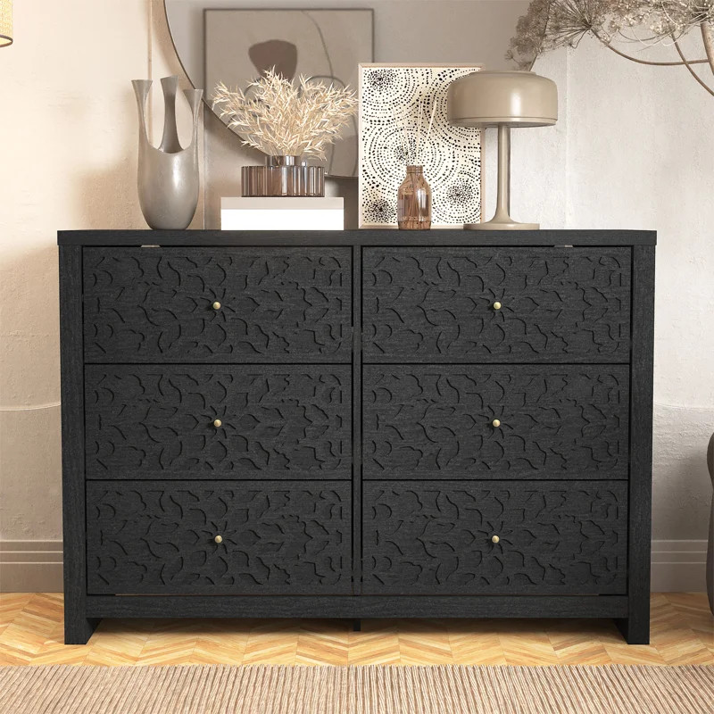 Langley Street® Lukasik 45.4'' W 6-Drawer Engineered Wood Double Dresser & Reviews | Wayfair | Wayfair North America