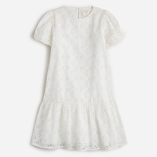 Girls' puff-sleeve eyelet dress | J.Crew US