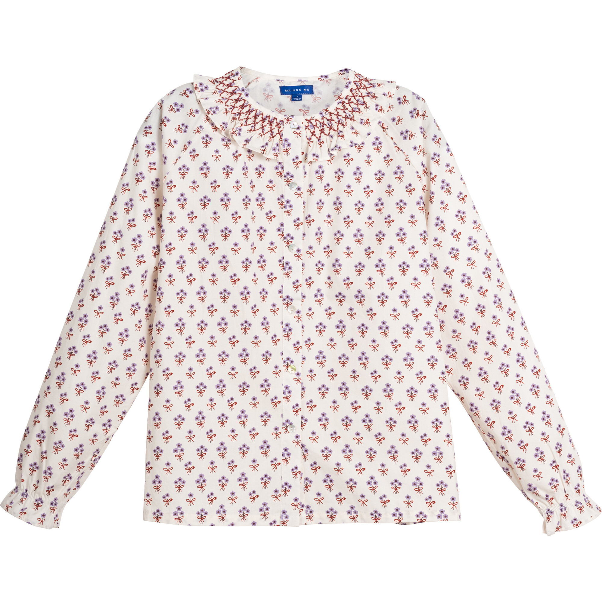Women's Joann Collared Blouse, Cream & Lavender Disty Floral | Maisonette