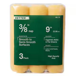 9 in x .375 Polyester High-Density Knit Paint Roller Cover Applicator/Tool (3-Pack) RS 1433 - The... | The Home Depot