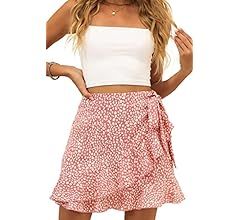 Naggoo Women's Summer Wrap Floral High Waist Ruffle Short Mini Skirts | Amazon (US)