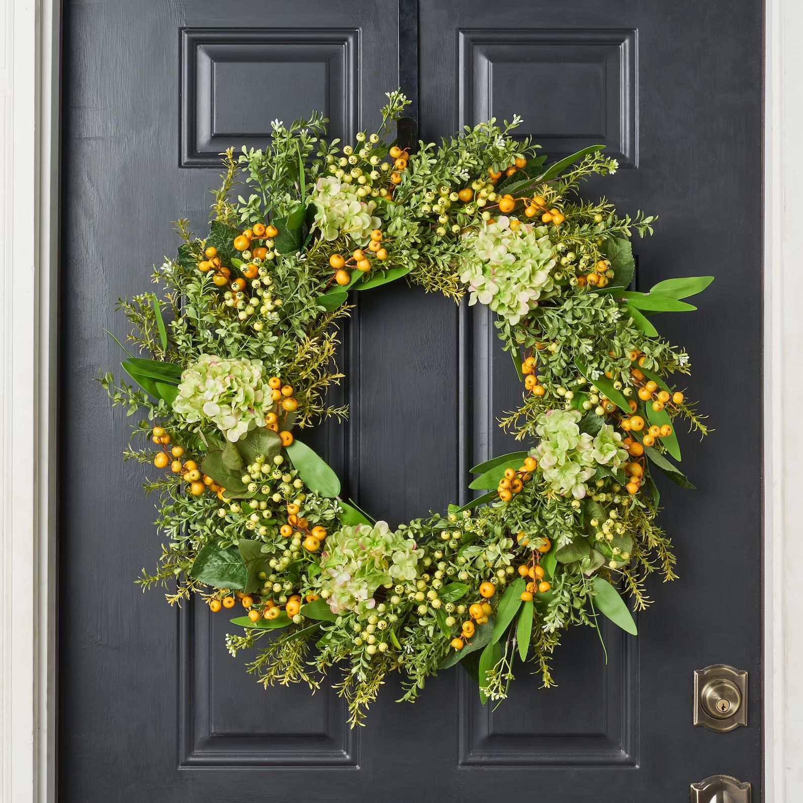 Green Hydrangea, Eucalyptus, Berry & Boxwood Spring All Seasons Wreath - Etsy | Etsy (US)
