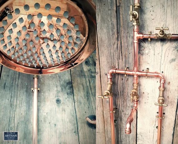Copper Rainfall Shower With Hand Sprayer Lower Faucet and - Etsy | Etsy (US)