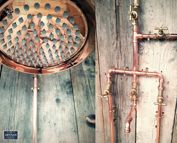 Copper Rainfall Shower With Hand Sprayer Lower Faucet and - Etsy | Etsy (US)
