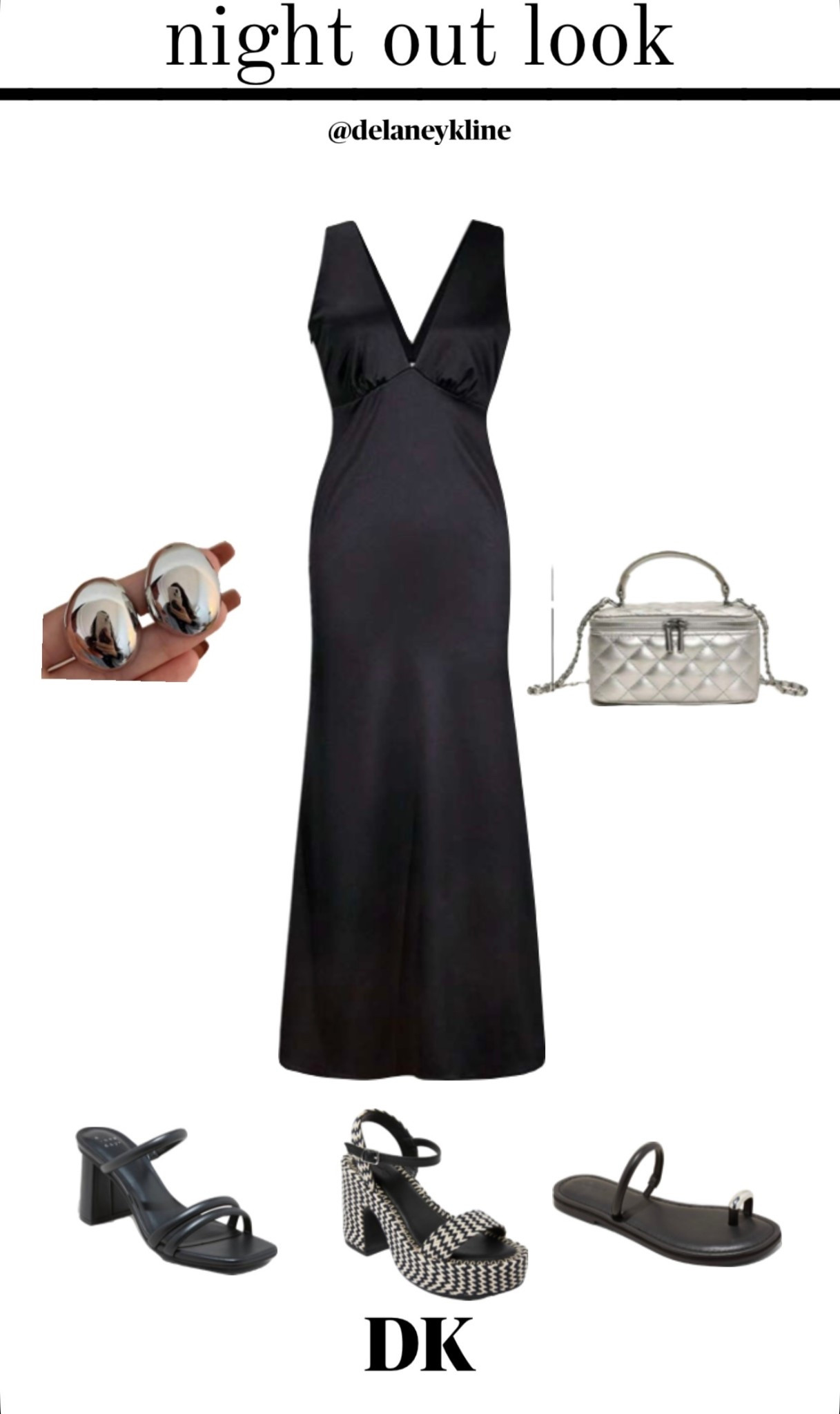 night out look with silver details and shoe options! 🩶 items I already have in my closet and love.