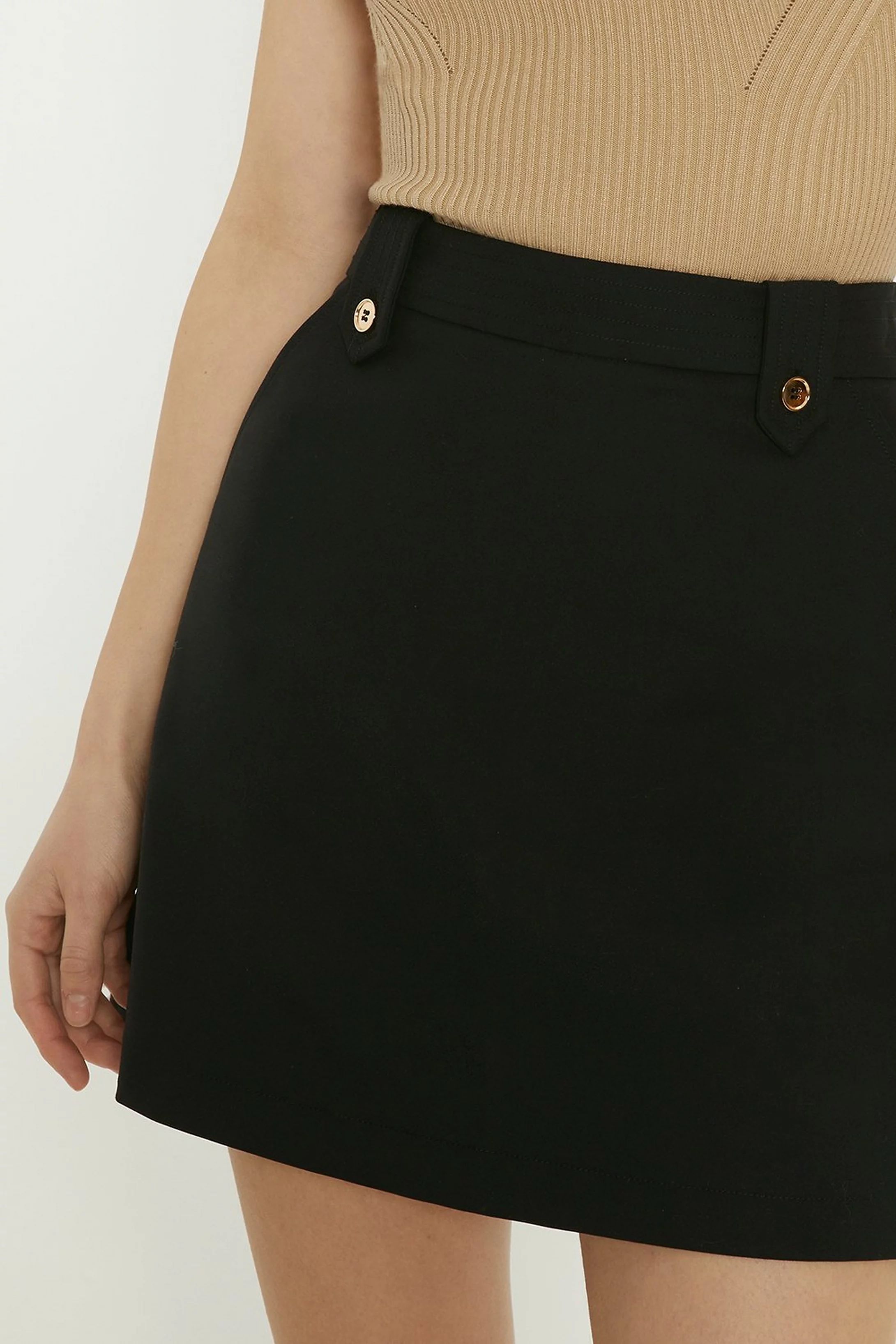 Cotton Sateen Tab Detail Mini Skirt | Oasis UK & IE