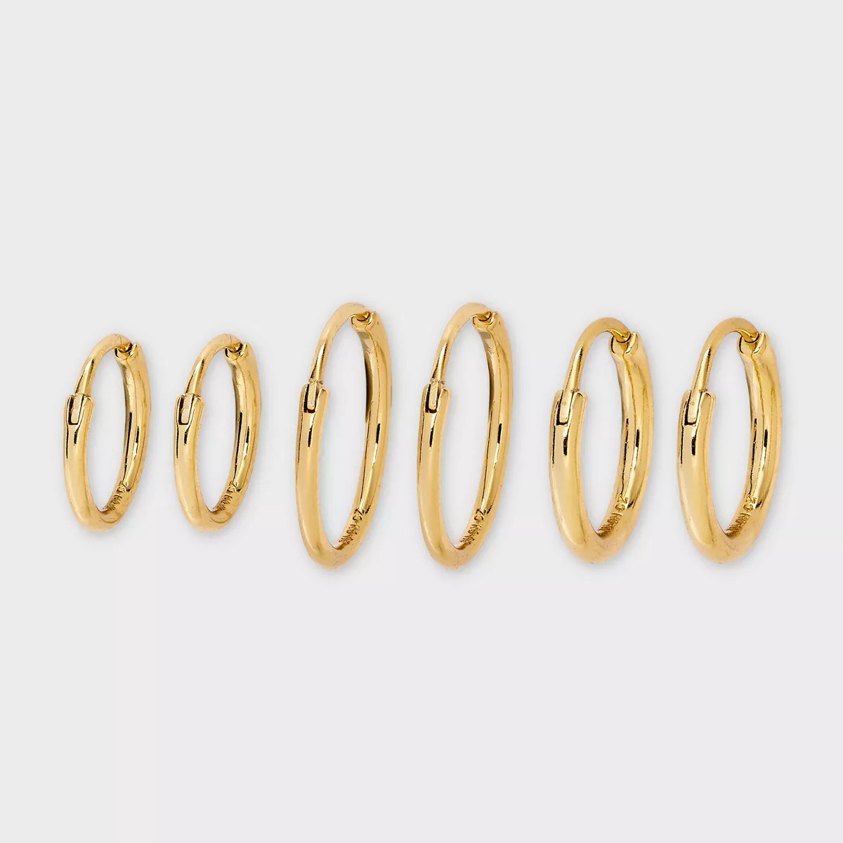 14K Gold Plated Hoop Earring Set 3pc - A New Day™ Gold | Target