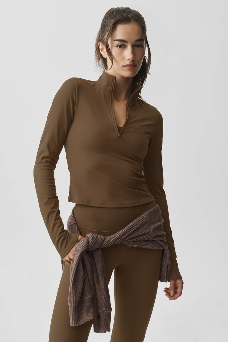 ALO Softsculpt Precision 1/4 Zip Long Sleeve | Alo Yoga