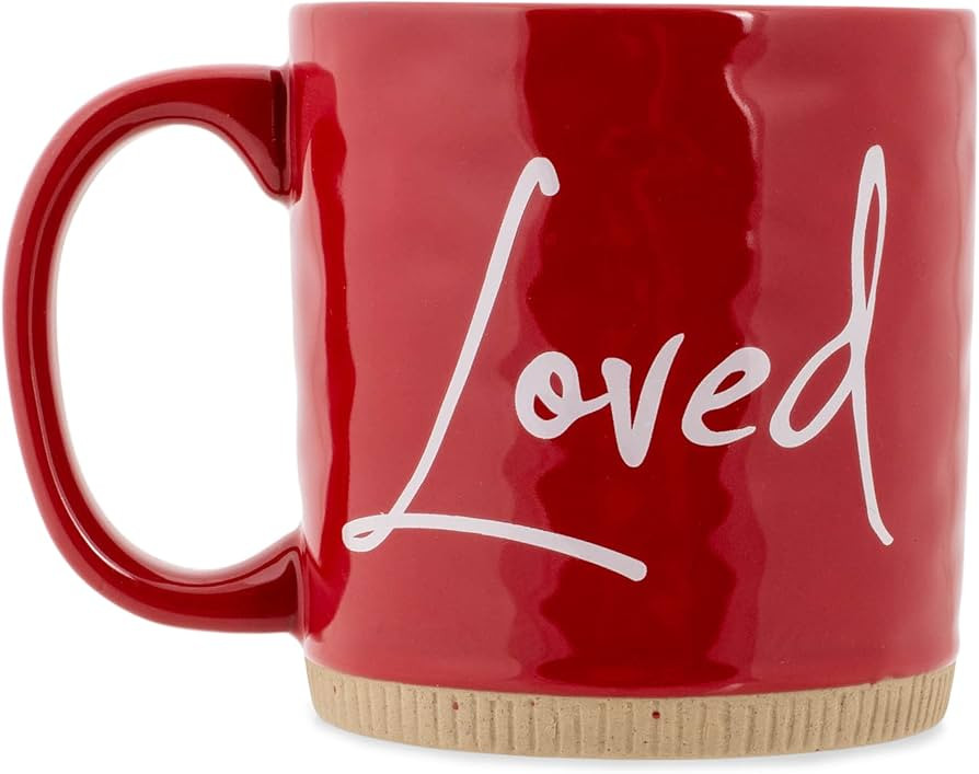 Lighthouse Christian Products Powerful Words Loved 15 ounce Ceramic Stoneware Coffee Mug, Red | Amazon (US)