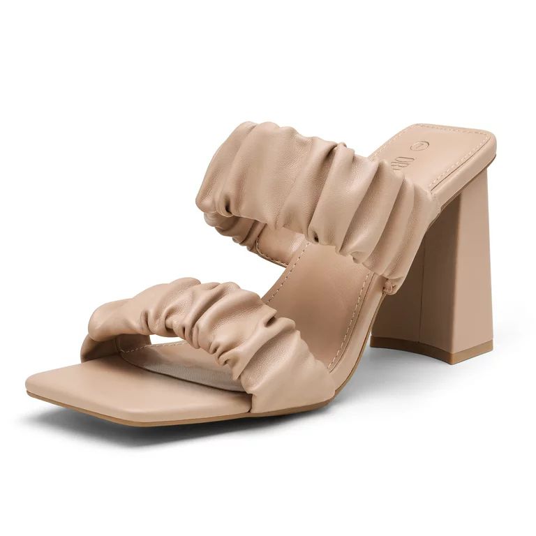Dream Pairs Women Fashion Square Toe High Heel Sandals Chunky Slip On Mules Open-Toe Strap Pump S... | Walmart (US)