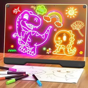 16-Inch Rechargeable Doodle Glow LED Note Board, 7-Color Light Modes, Neon Art Dry Erase Light Up... | Amazon (US)