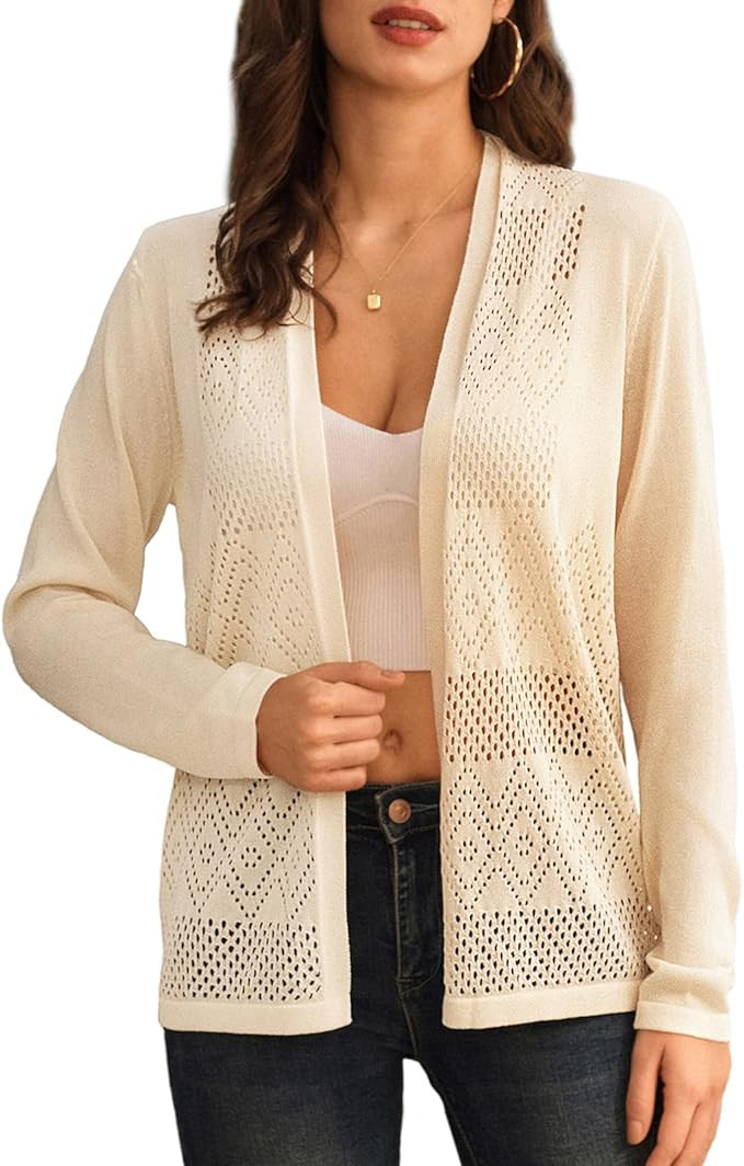 GRACE KARIN Womens Cardigan Casual Lightweight Long Sleeve Open Front Cardigans Sweater Hollow Ou... | Amazon (US)