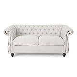 GDFStudio Christopher Knight Home Karen Traditional Chesterfield Loveseat Sofa, Beige and Dark Br... | Amazon (US)