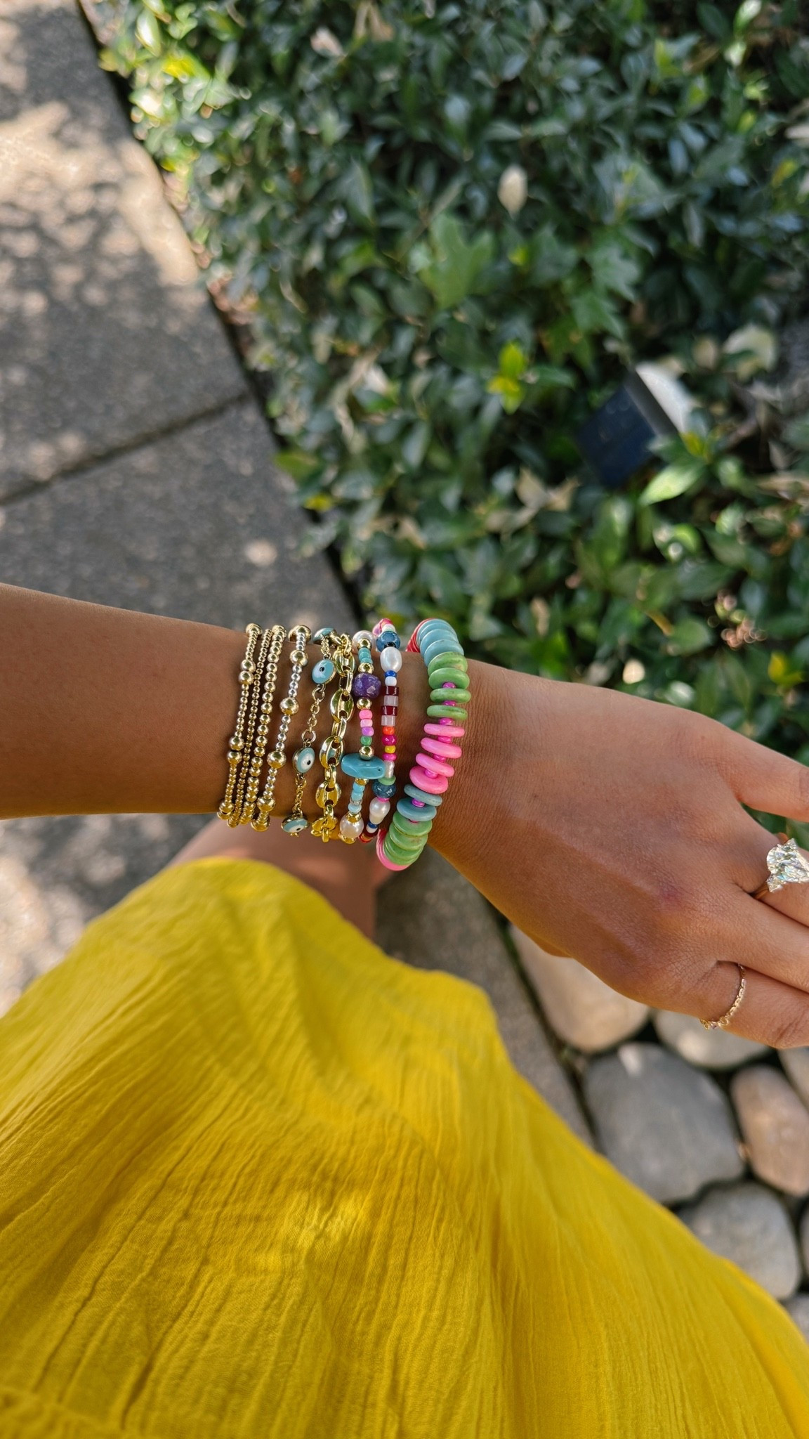 Recent Summer obsession: this bracelet stack✨✨ use code: JULIA20 small bracelets are beaded blondes! All linked!💕