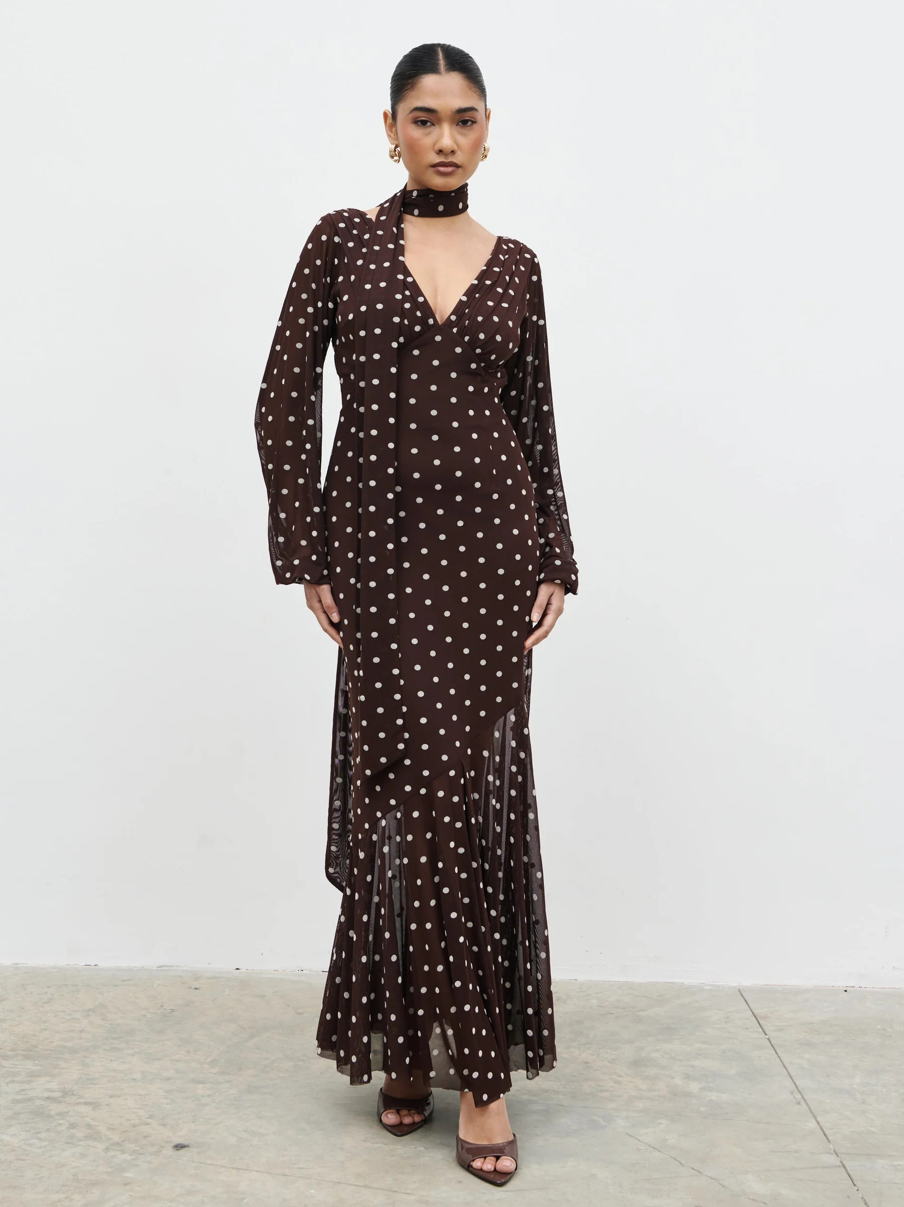 Petula Scarf Mesh Maxi Dress | Occasionwear | Pretty Lavish | Pretty Lavish (UK)