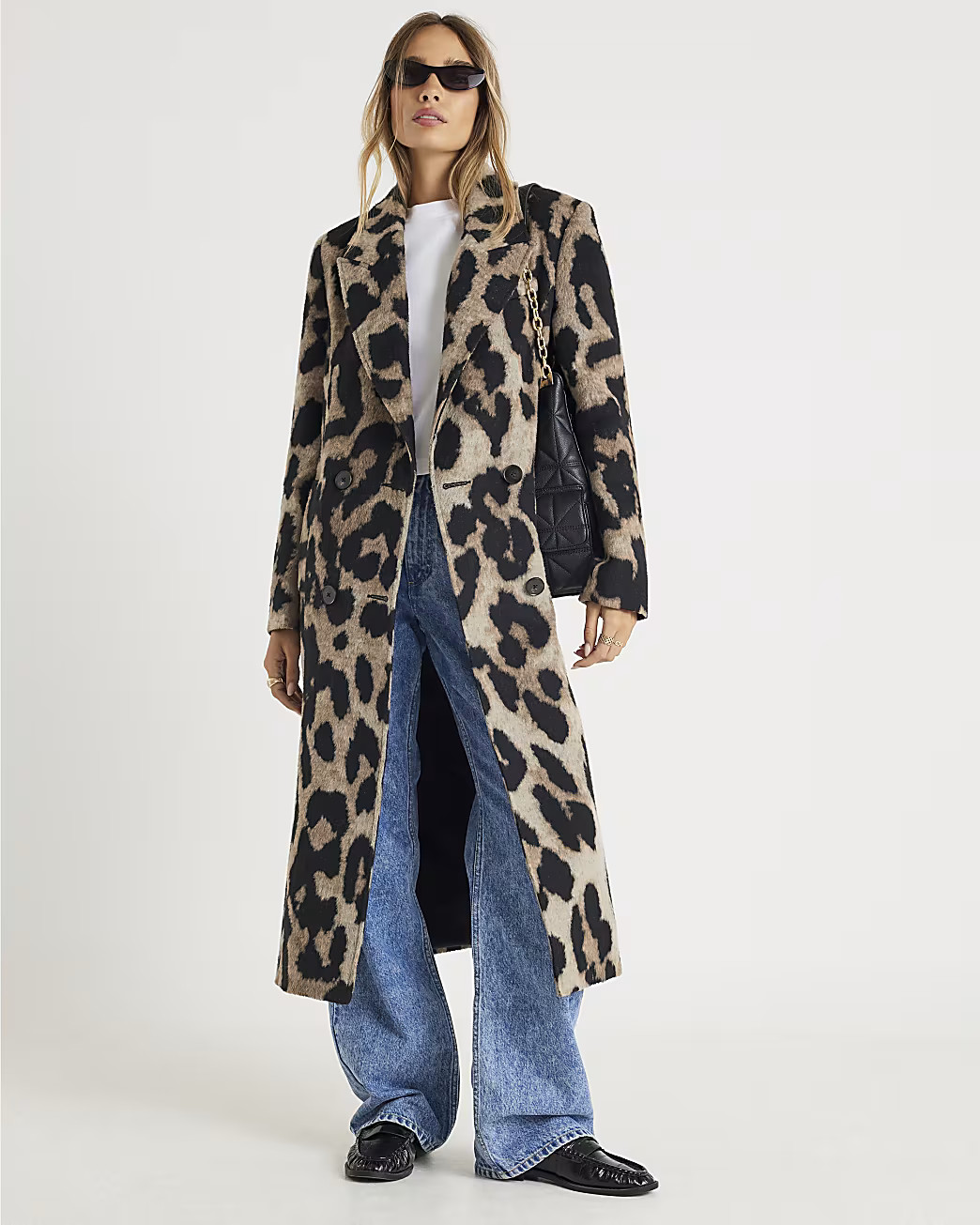 Brown Brushed Leopard Print Coat | River Island UK & IE
