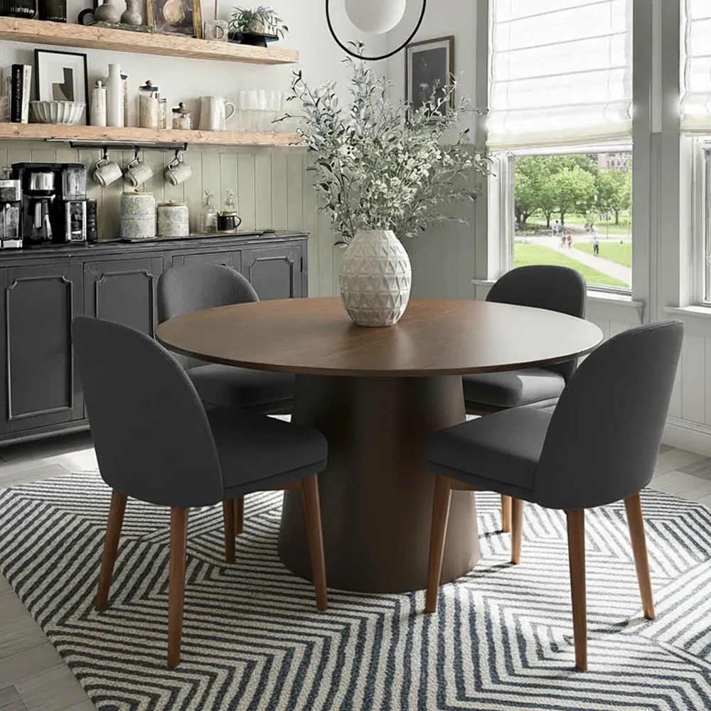 Orchid & Goteborg 60" Round Solid Oak Dining Table Set for 6 (7-Piece) | Pop Maison