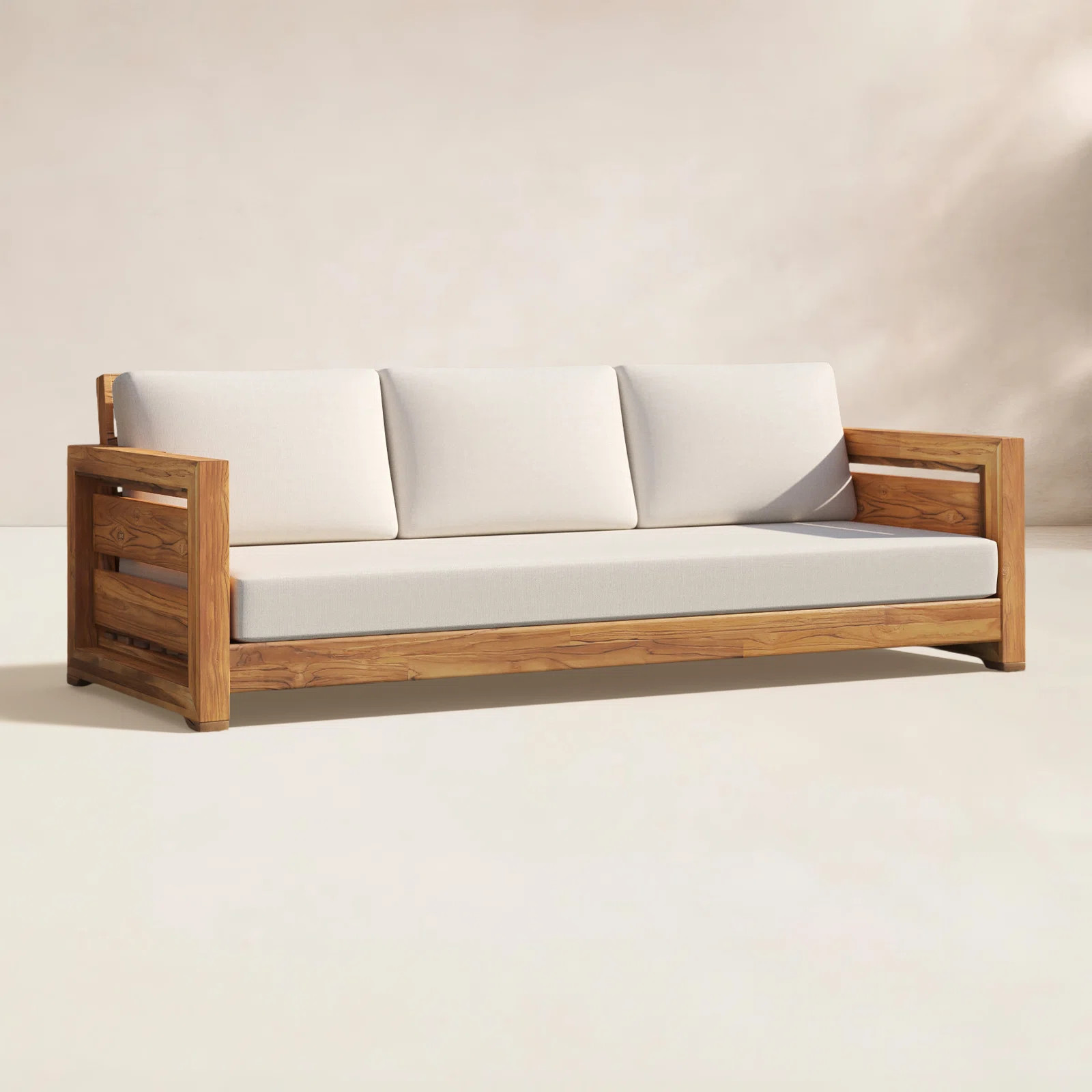 Baela 83.5" Wide Teak Patio Sofa with Cushions | Wayfair North America